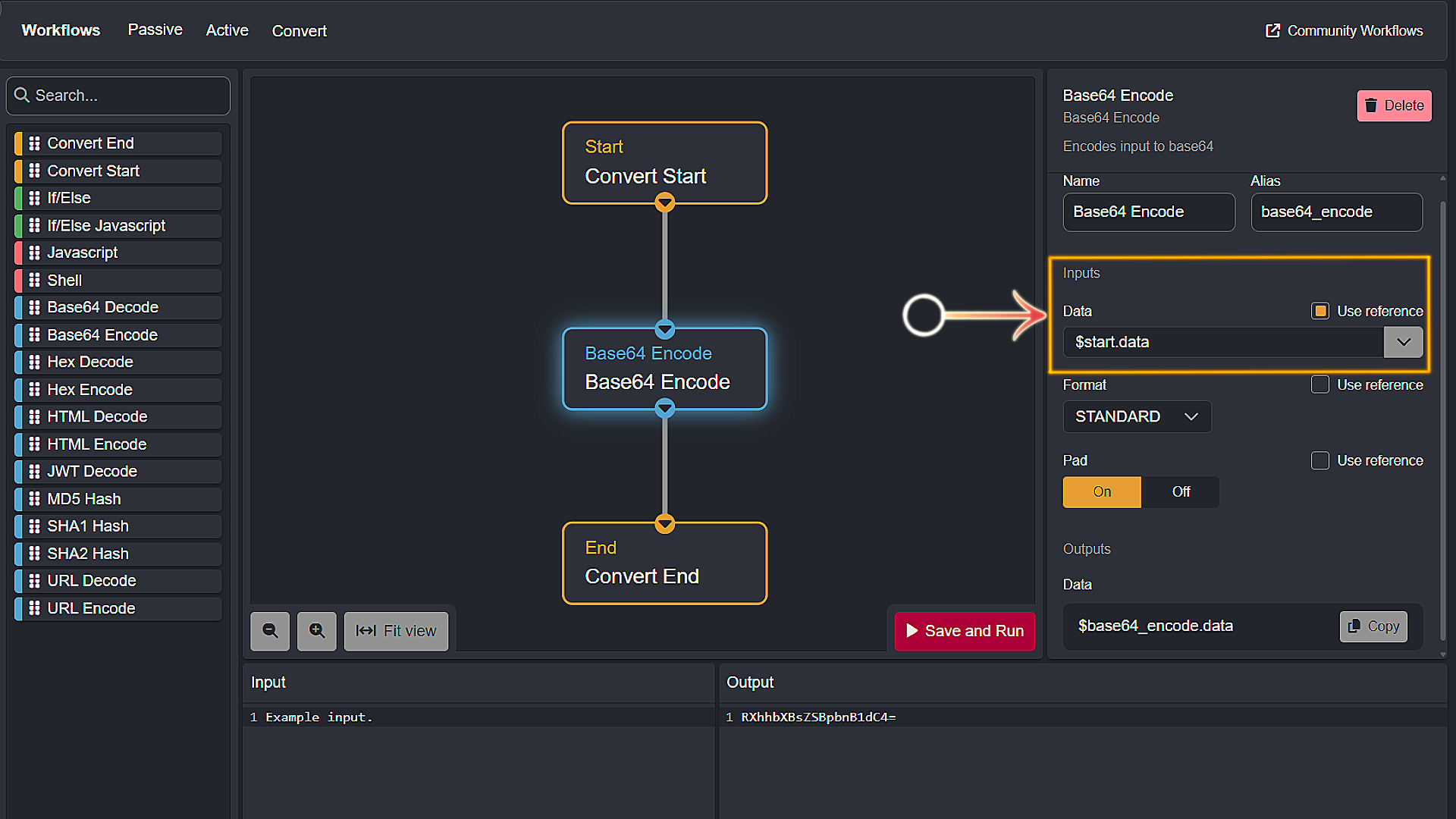 Workflow node inputs.